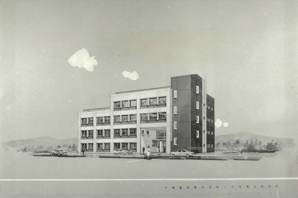 校舎（現神奈川校1号館）の完成予想図。