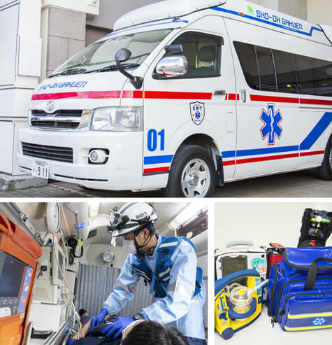 救急車を使用した救急搬送実習
